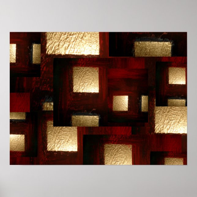 Póster Abstract Gold Squares Poster (Frente)