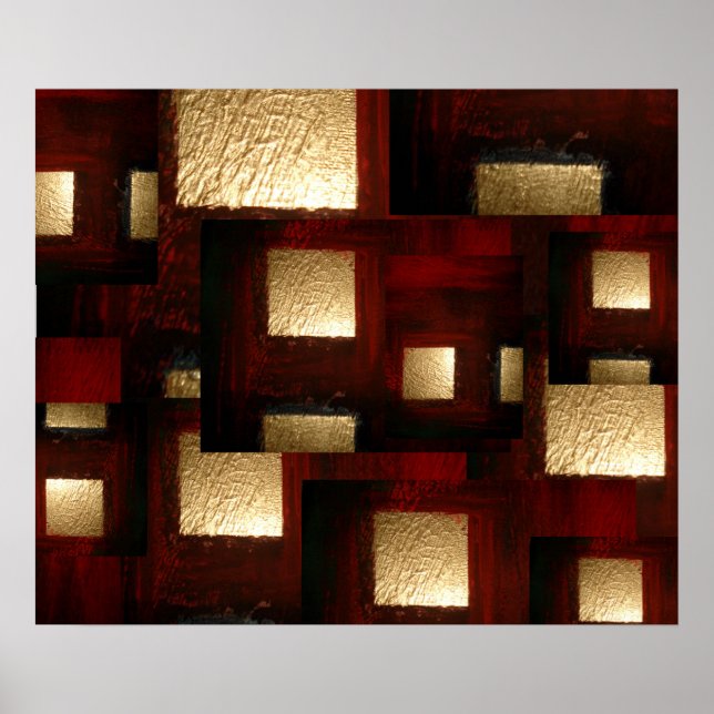 Póster Abstract Gold Squares Poster (Frente)