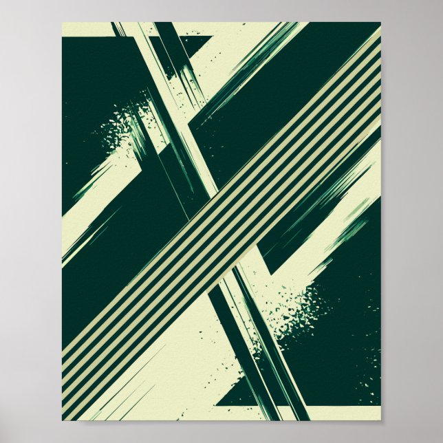 Póster Abstract Green Geometric Strikes (Frente)