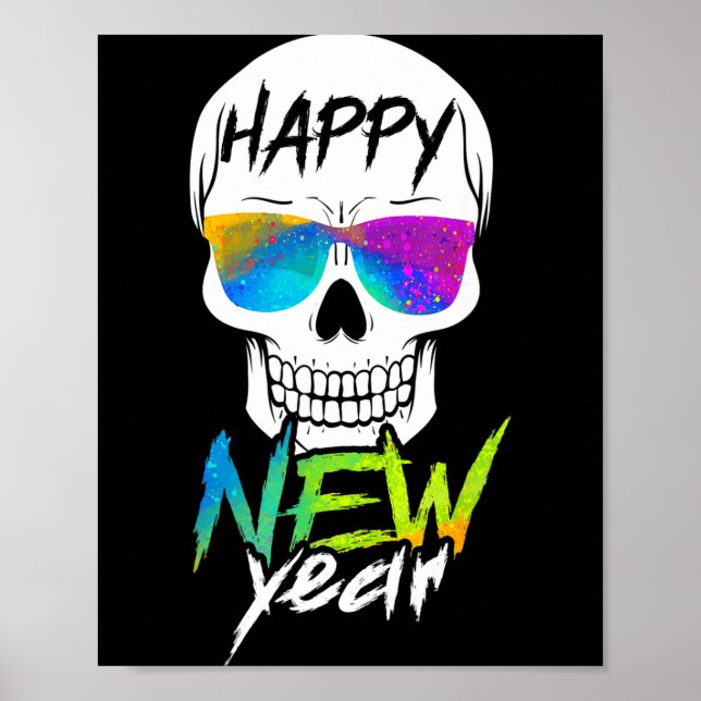 Póster Abstract Happy New Skull Year  (Frente)