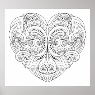 Póster Abstract Heart Doodle 2