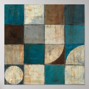 Póster Abstract in Blue and Brown