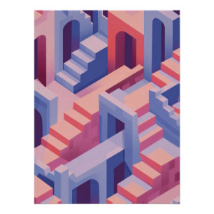 Póster  Abstract Isometric Stairs and Arches