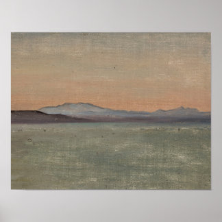 Póster Abstract Lake and Mountains Horizon Art Print