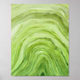 Póster Abstract Lime Green Agate II Watercolor Art