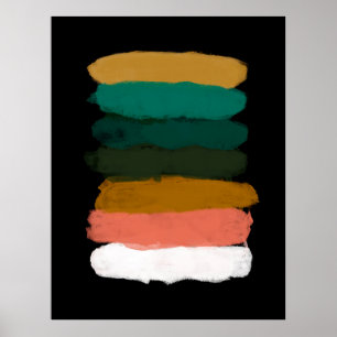 Póster Abstract line art brush strokes colorful fine art