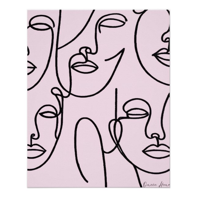 Póster Abstract Line Faces Wall Art (Anverso)