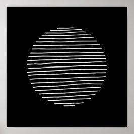 Póster Abstract Minimal Stripe Circle Monochrome Art