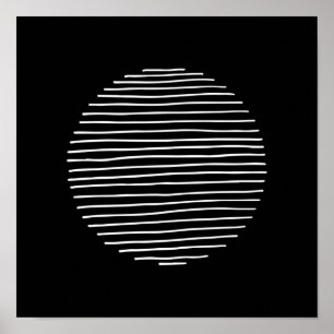 Póster Abstract Minimal Stripe Circle Monochrome Art