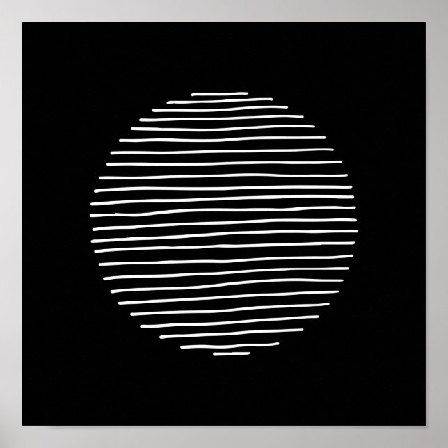 Póster Abstract Minimal Stripe Circle Monochrome Art (Frente)