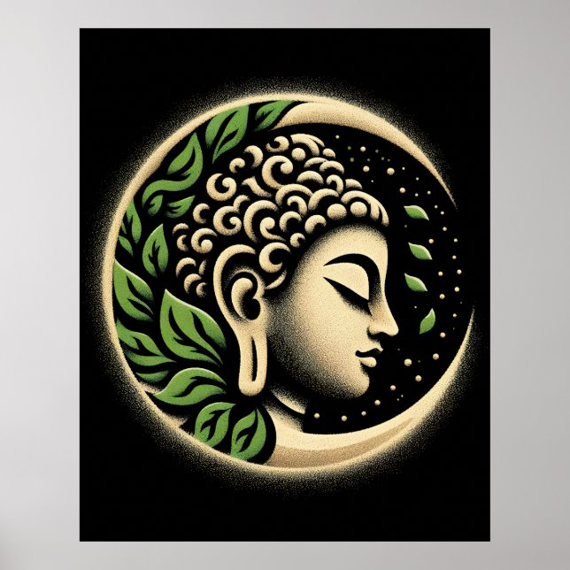 Póster Abstract Modern Art | Calm Buddha Profile Portrait (Frente)