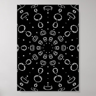 Póster Abstract Monochrome White Mandala Geometric Patter