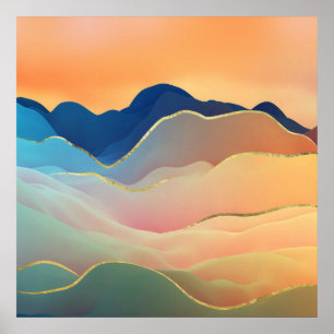 Póster Abstract Mountain Landscape  Digital Art