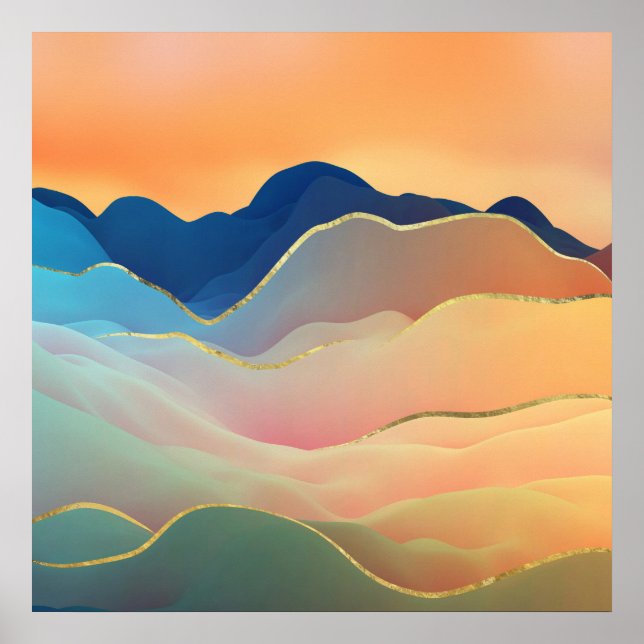 Póster Abstract Mountain Landscape  Digital Art (Frente)