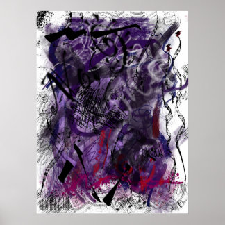Póster Abstract Mystical Purple Brush Strokes Wall Art   
