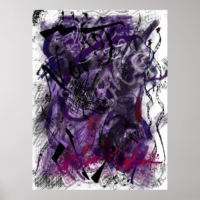 Póster Abstract Mystical Purple Brush Strokes Wall Art    (Frente)