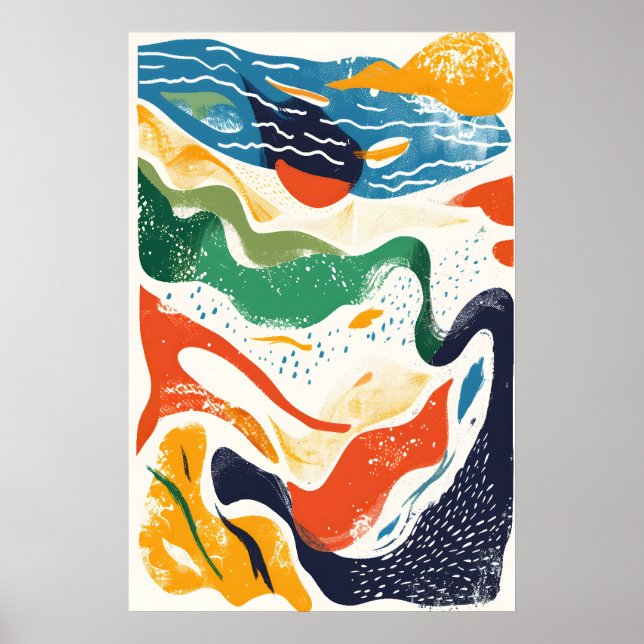 Póster Abstract Ocean Waves Art Print Matisse Style (Frente)