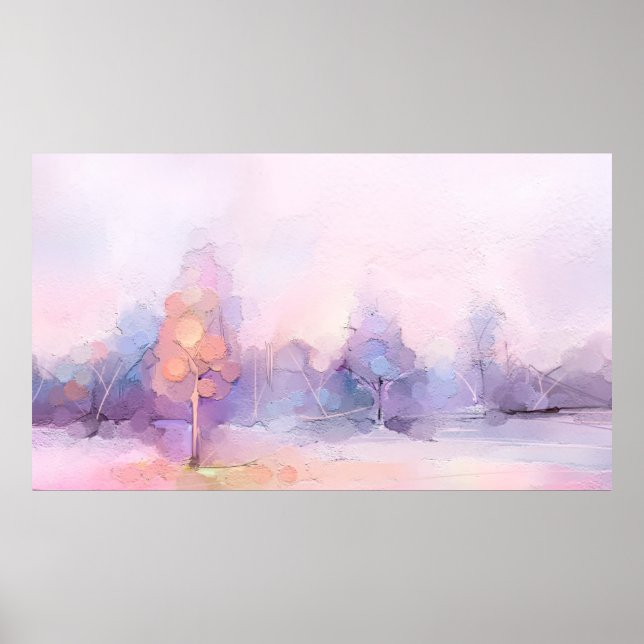 Póster Abstract oil painting winter forest landscape. Sem (Frente)