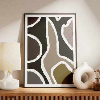 Póster Abstract Organic Shapes Chic Home Office Art Print