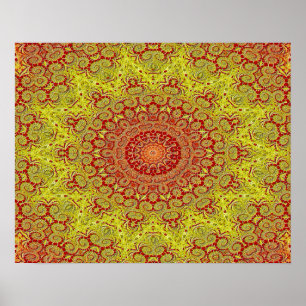 Póster Abstract Pattern Red And Yellow Mosaic Tile