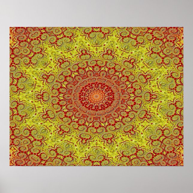Póster Abstract Pattern Red And Yellow Mosaic Tile (Frente)