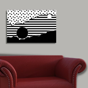 Póster Abstract Patterned Black & White Torn