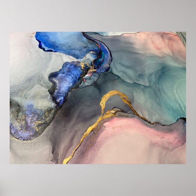 Póster Abstract pink-blue background with beautiful smudg (Frente)