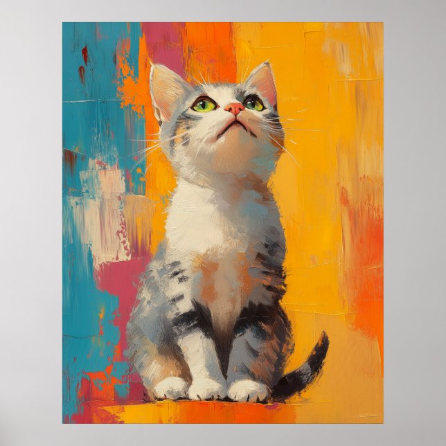 Póster abstract portrait, color blocks, white hair, moder (Frente)