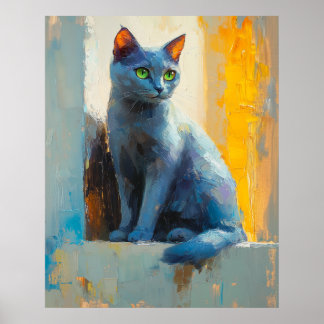 Póster abstract portrait, color blocks, white hair, moder