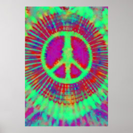 Póster Abstract Psychedelic Tie-Dye Peace Sign Fine Art