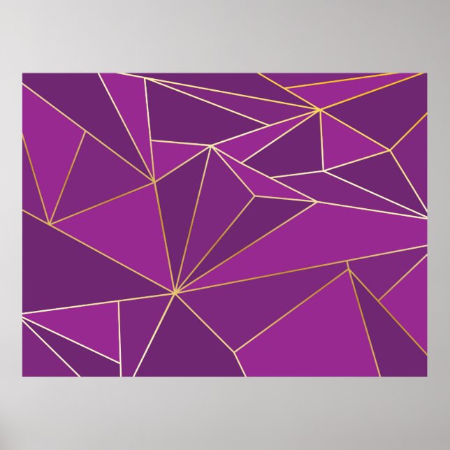 Póster Abstract purple polygon artistic geometric with go (Frente)