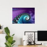 Póster Abstract Purple Turquoise Gradient Spiral Fractal<br><div class="desc">This beautiful poster features an abstract spiral fractal design in purple and turquoise shades. Great gift for fractal lovers,  math students or teachers.</div>