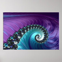 Póster Abstract Purple Turquoise Gradient Spiral Fractal