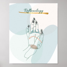Póster Abstract Reflexology Hand Map Neutral Tones