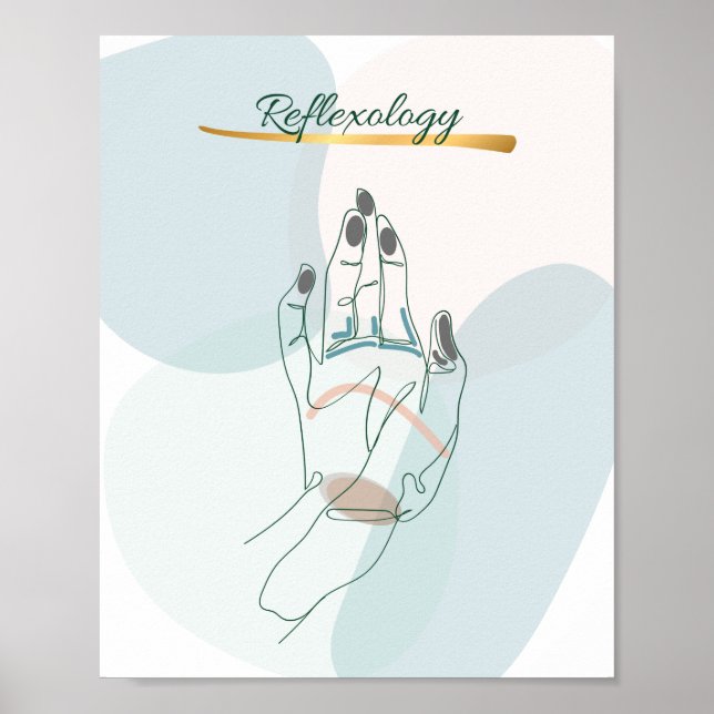Póster Abstract Reflexology Hand Map Neutral Tones (Frente)