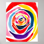 Póster Abstract rose flower pop art<br><div class="desc">Pop art from original watercolor painting of an abstract rose with colorful cartoonish colors. Bright pop art style.</div>