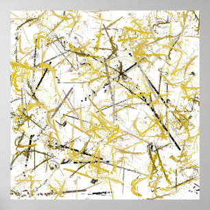 Póster Abstract Scribbles - Mustard and Brown