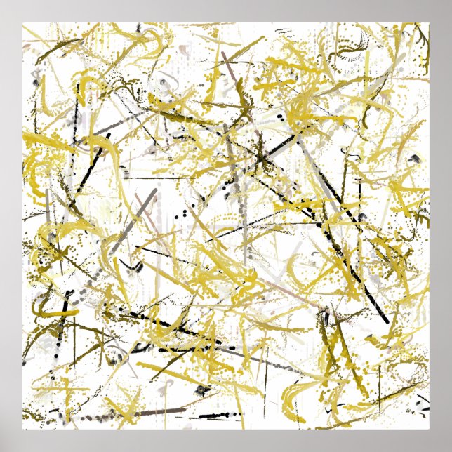 Póster Abstract Scribbles - Mustard and Brown (Frente)
