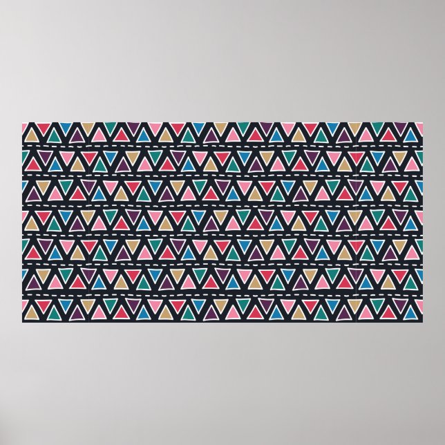 Póster Abstract seamless hand drawn tribal pattern in tre (Frente)