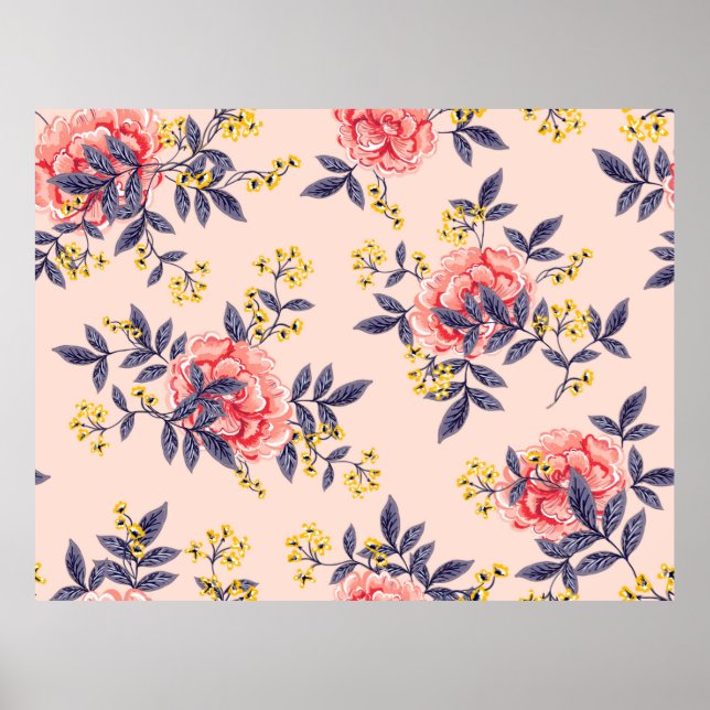 Póster Abstract seamless pattern with vintage leaves and  (Frente)