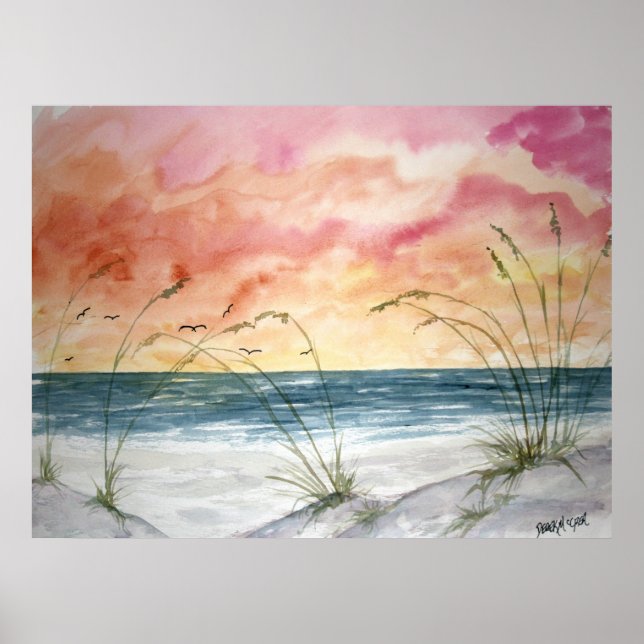 Póster abstract seascape beach painting poster print (Frente)