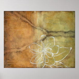 Póster Abstract Silhouette Painting on Tan Background