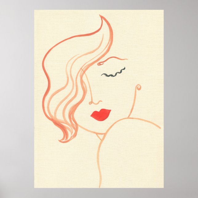 Póster Abstract sketch woman face (Frente)