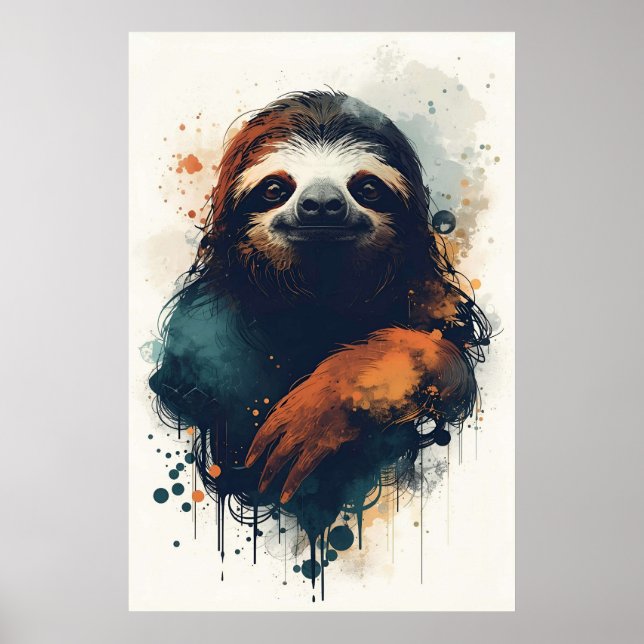 Póster Abstract Sloth Wall Art – Relaxed Animal (Frente)
