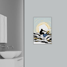 Póster Abstract Sundown Ocean Surfer