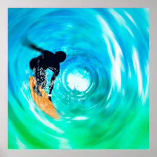 Póster Abstract Surfer Silhouette Poster