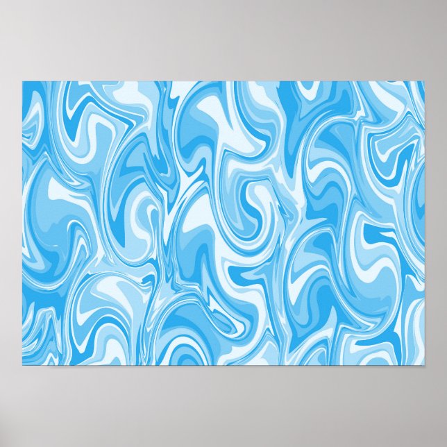 Póster Abstract Swirl Art - Blue (Frente)