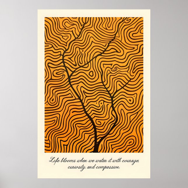Póster Abstract Tree Line Art Print Inspirational Growth (Frente)