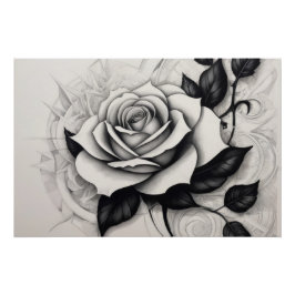 Póster Abstract white rose