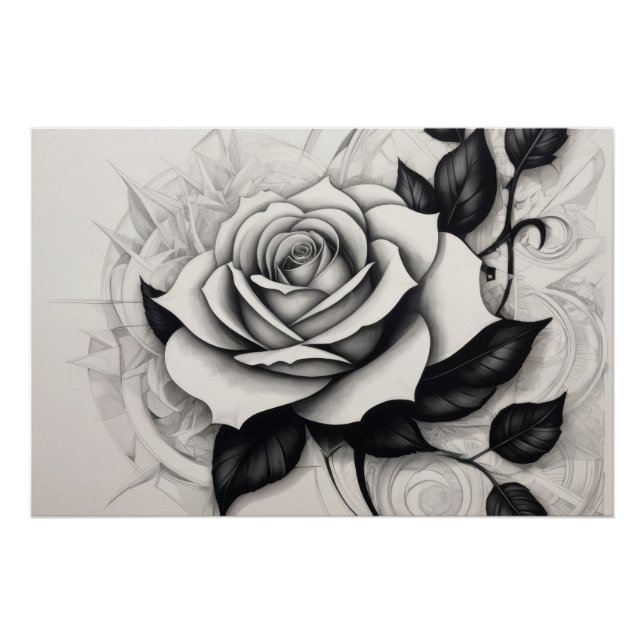 Póster Abstract white rose (Anverso)